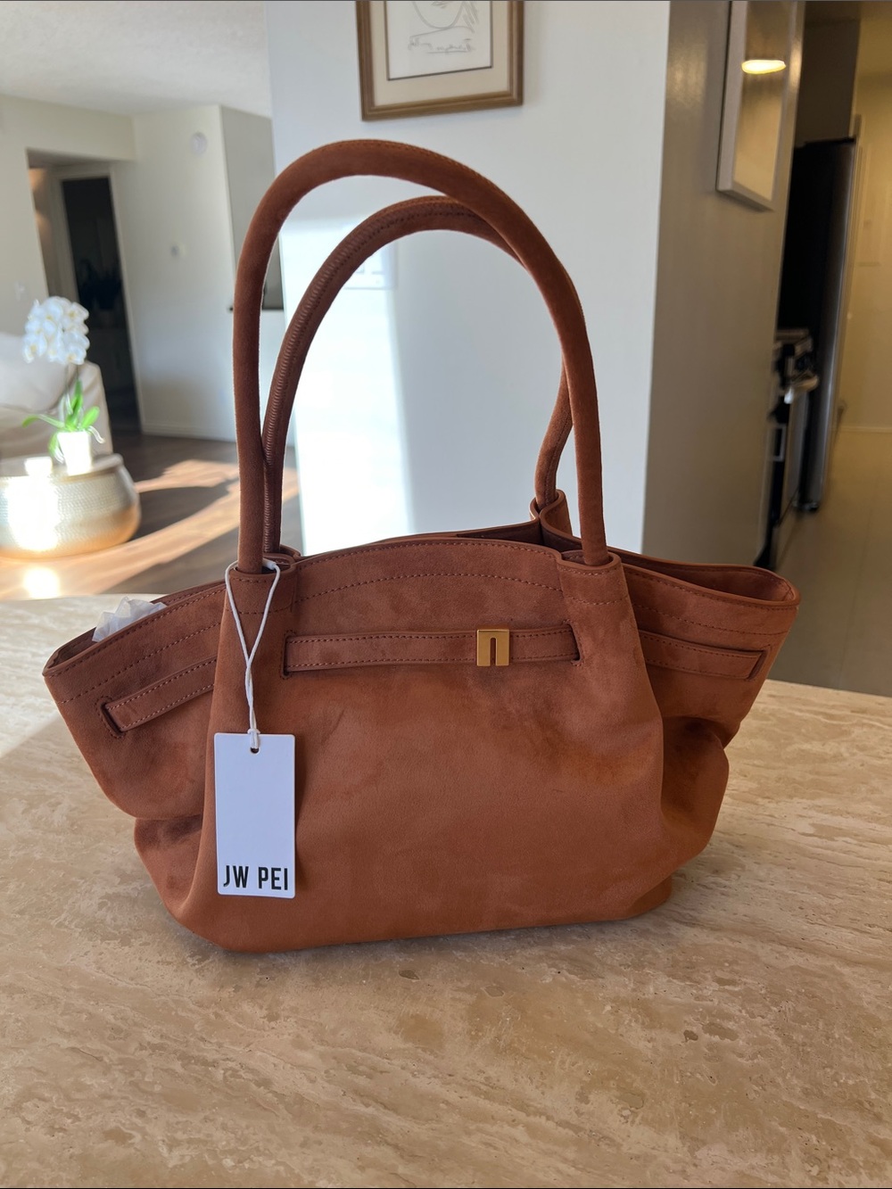 JW PEI Suede Tote in Chestnut